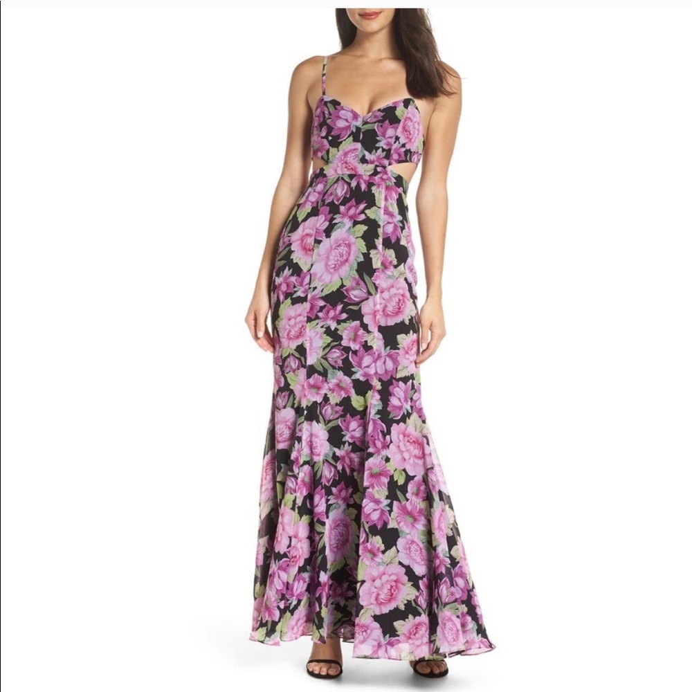 Fame And Partners Sienne Cutout Waist Floral Dress